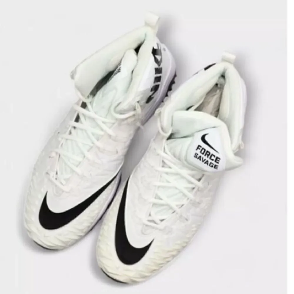 Nike Mens Size 15 Force Savage Rubber Football Cleats Cream White Black Athletic
